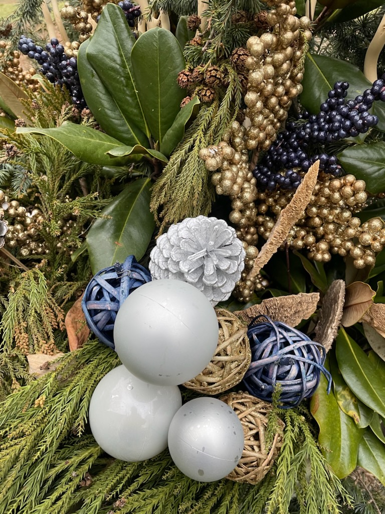 winter decor and greenery