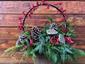 berried hoop planter