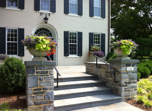 concrete residential planters on stone columns