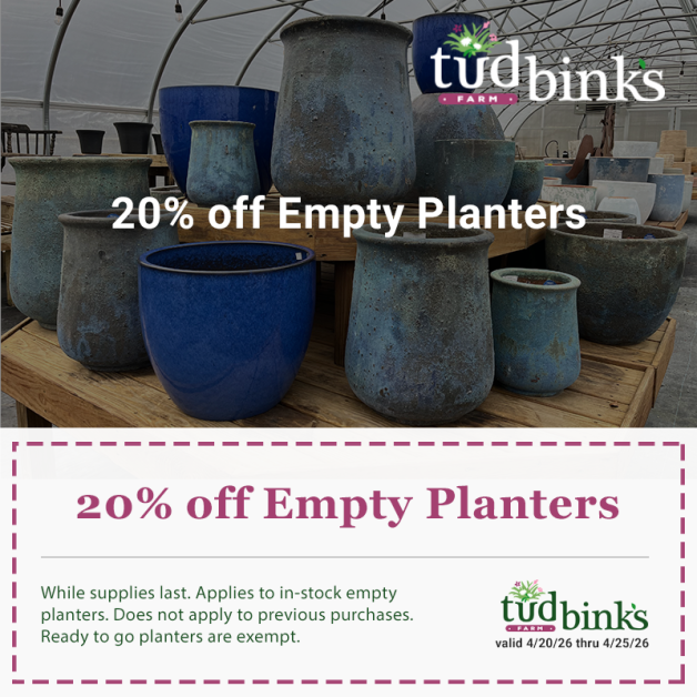 Tudbinks empty planters coupon